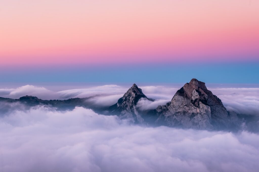 Mountain ascent above the clouds